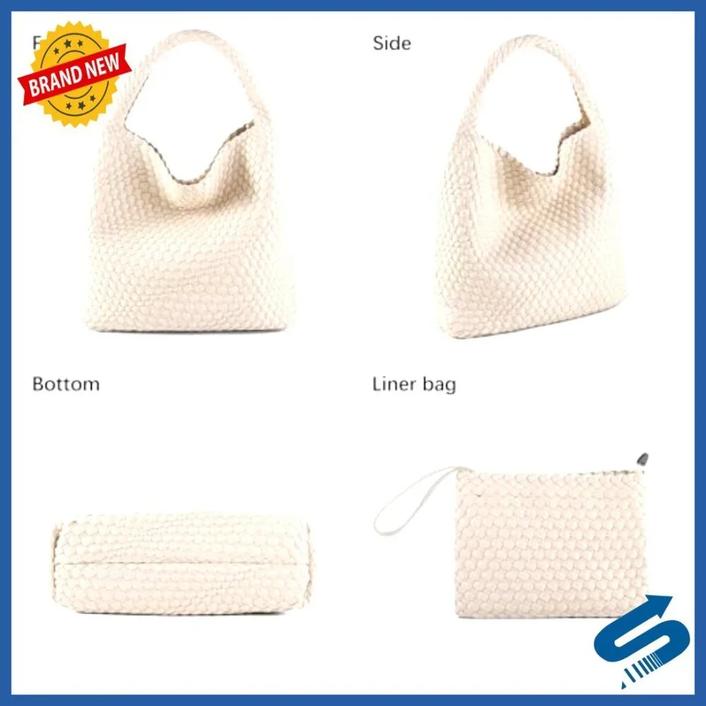 Vegan Leather Woven Tote Bag Large Retro Handwoven Shoulder Purse Beach Travel